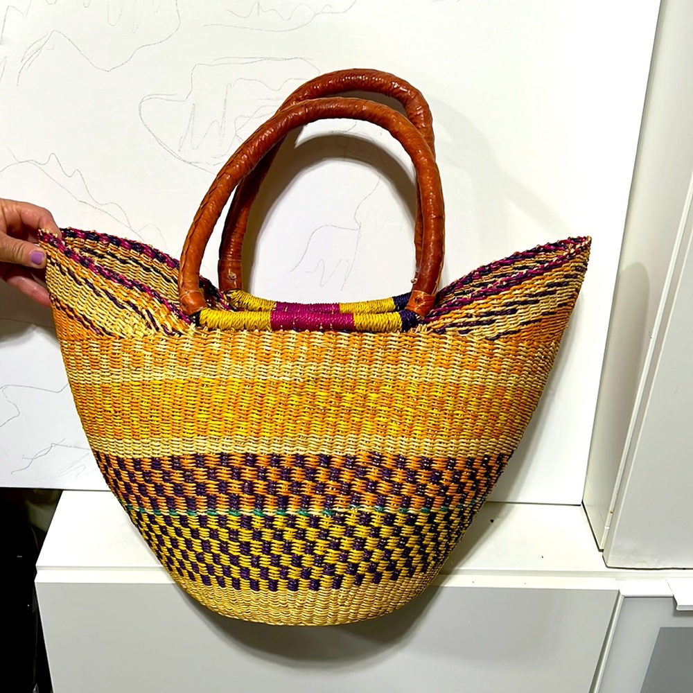 Artisan crafted Rafia woven basket